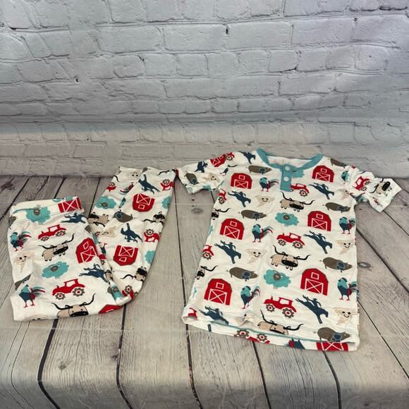 Kickee Kids Farm Pattern Bamboo Short Sleeve Set - Picture 2 of 3